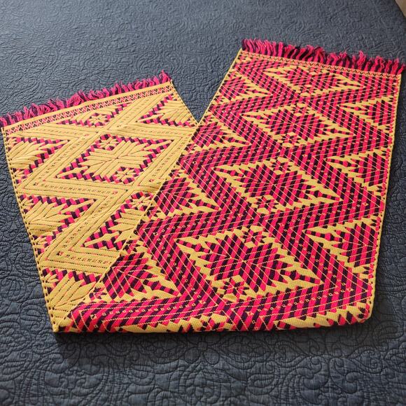 Handmade Multicolor Table Bed Console Dresser Runner Embroidery Geometric Linens - Picture 1 of 4